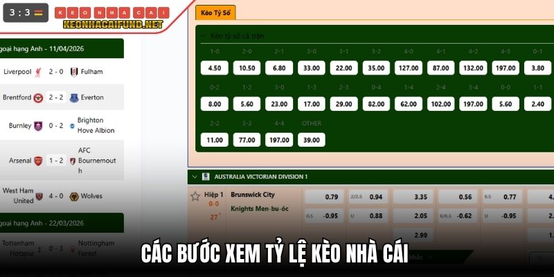 Các bước xem tỷ lệ kèo nhà cái