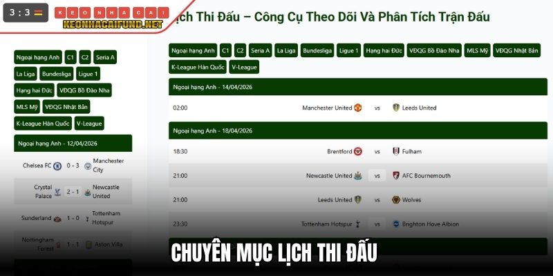 Chuyên mục lịch thi đấu